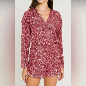 ENGLISH ROSE SEQUIN WRAP ROMPER SIZE MEDIUM